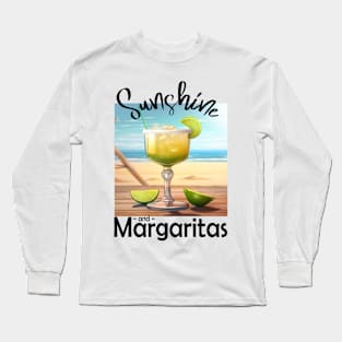 Summer Sunshine and Margaritas Beach Design Long Sleeve T-Shirt